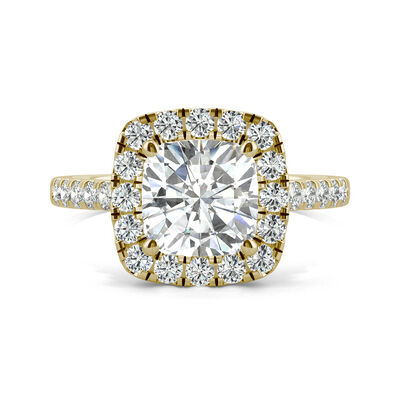 Moissanite Cushion-Cut Halo Ring in 14K Yellow Gold (2 5/8 ct. tw.)