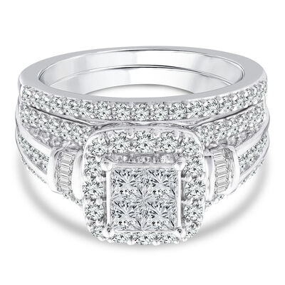Diamond Composite Engagement Ring Set in 10K White Gold (1 1/2 ct. tw.)