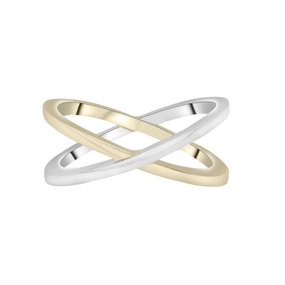 Two-Tone 'X' Ring in Vermeil